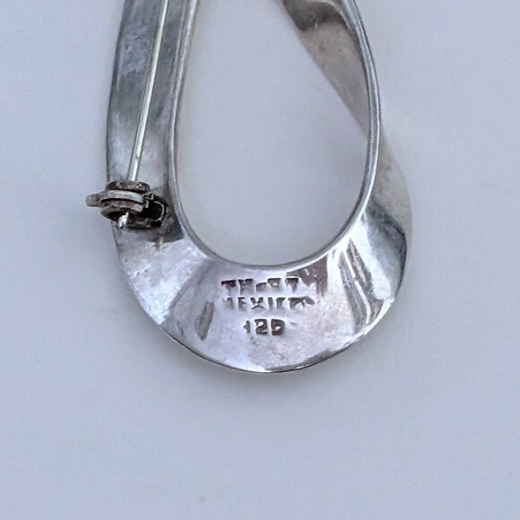 Vintage Mexico Taxco Sterling Silver 925 Modernist Mobius Tear Drop Brooch Pin - Picture 6 of 6